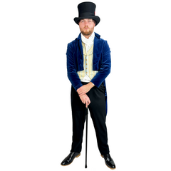 Victorian Elegant Velvet Blue and Black Adult Costume