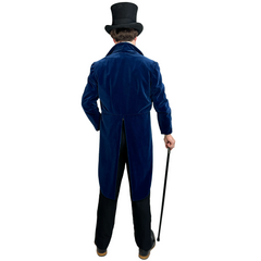 Victorian Elegant Velvet Blue and Black Adult Costume