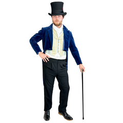 Victorian Elegant Velvet Blue and Black Adult Costume