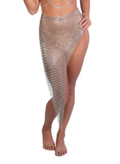Stunning Long Asymmetric Chainmail Skirt