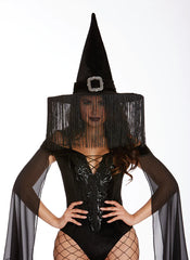 Wicked Witch Fringed Buckle Hat