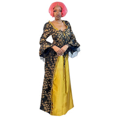 Colonial Women's Black and Gold Luxurious Costume