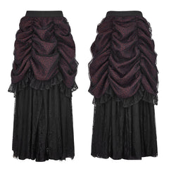 Gorgeous Flame Jacquard Gothic Skirt With Bubble Lace Hem