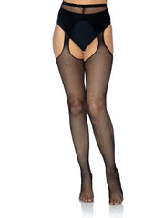 Black Fishnet Suspender Pantyhose Plus Size