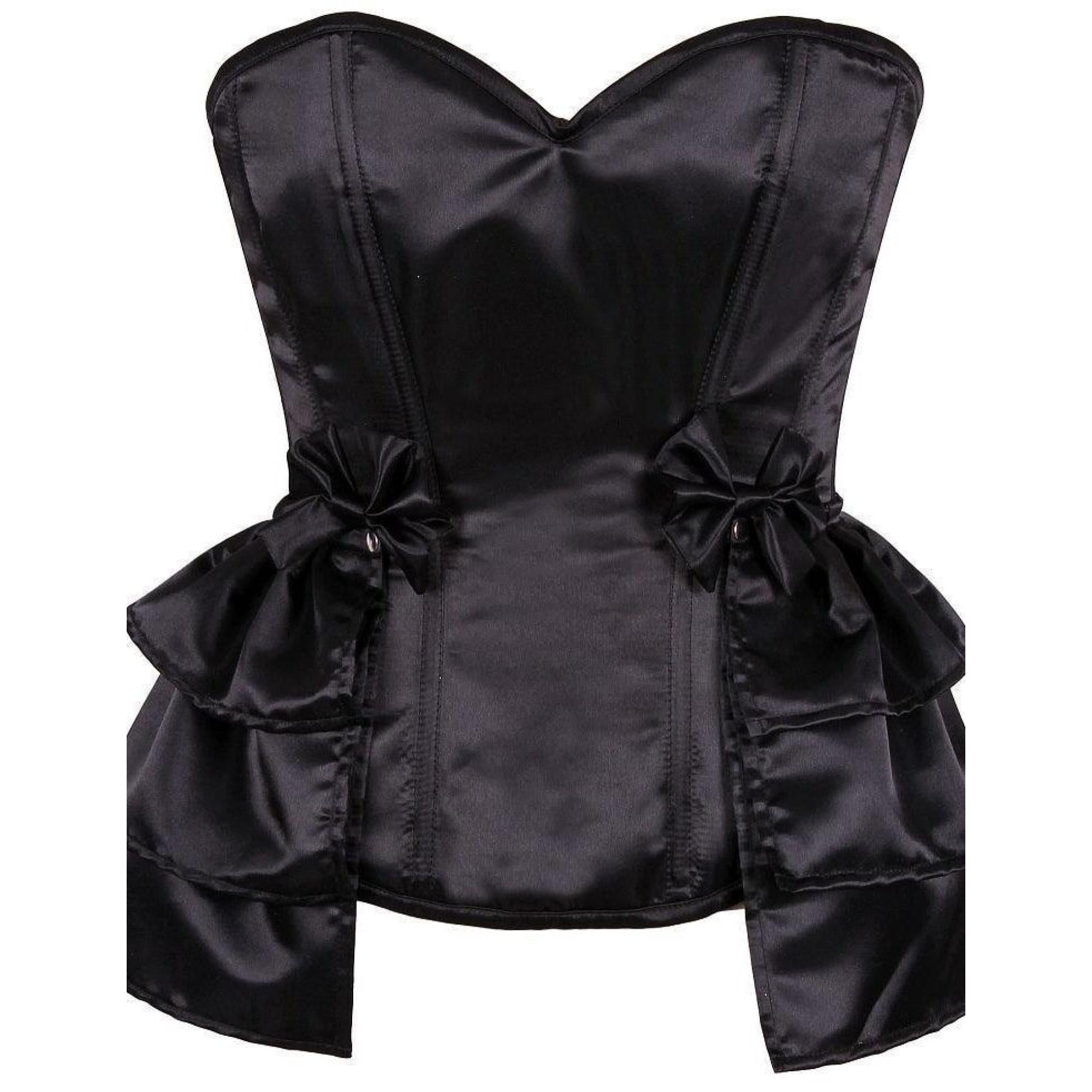Black Satin Overbust Corset & Snap On Skirt