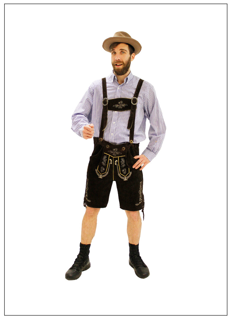 German Men Brown Lederhosen Adult Costume