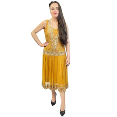 1920's Bright Mango Flapper Dress Women's Costume