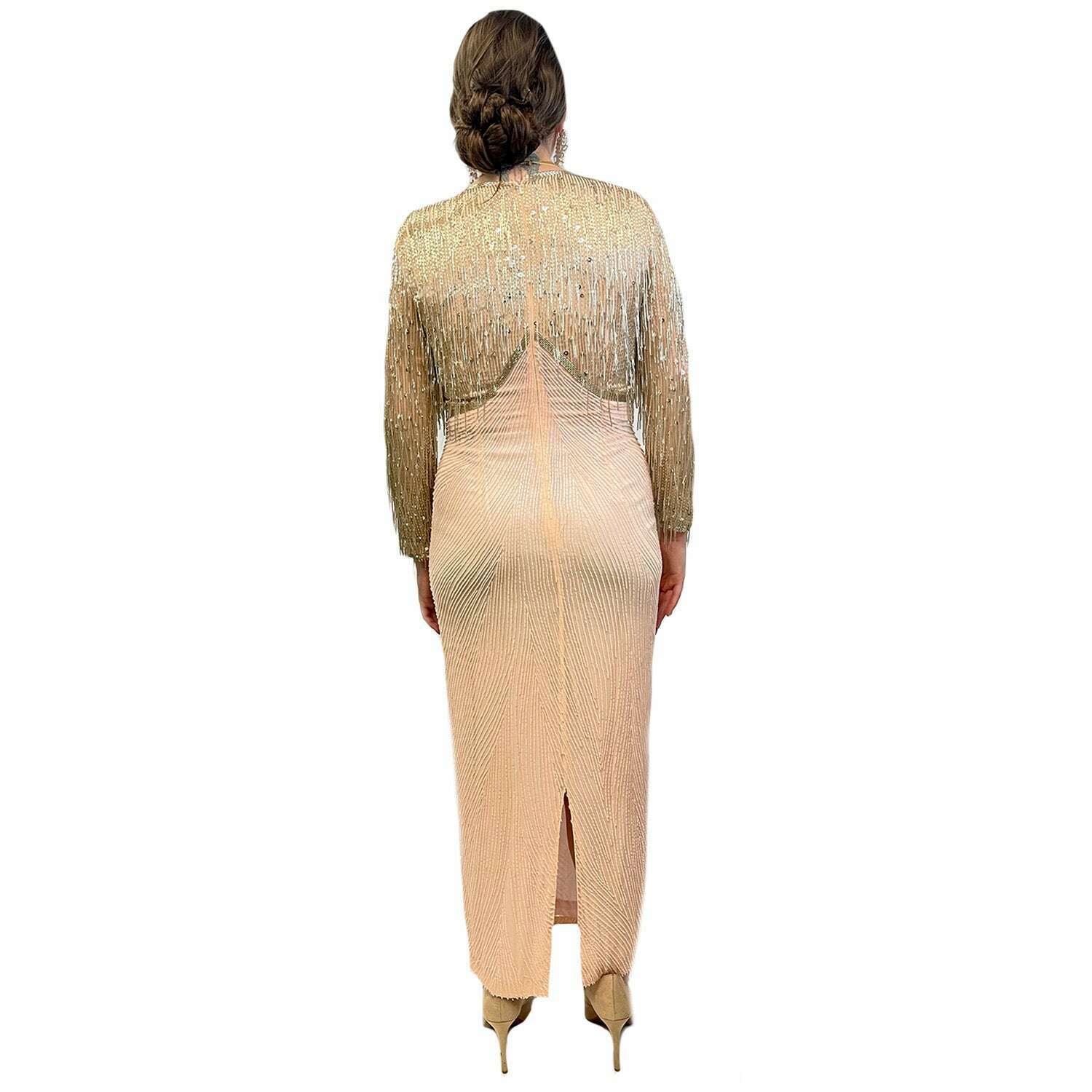 1920's Long Gold Peach Dress Women's Costume Rent / Medium 1920's Long Gold Peach Dress Women's Costume Rent / Medium