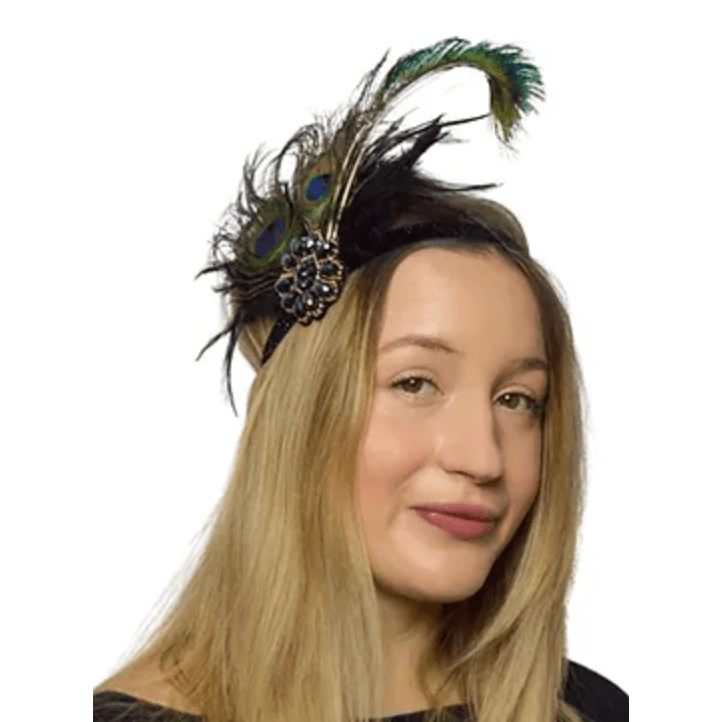 1920's Peacock Feather Flapper Headpiece