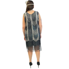 1920's Scalloped Stone Hematite Flapper Dress Women's Costume