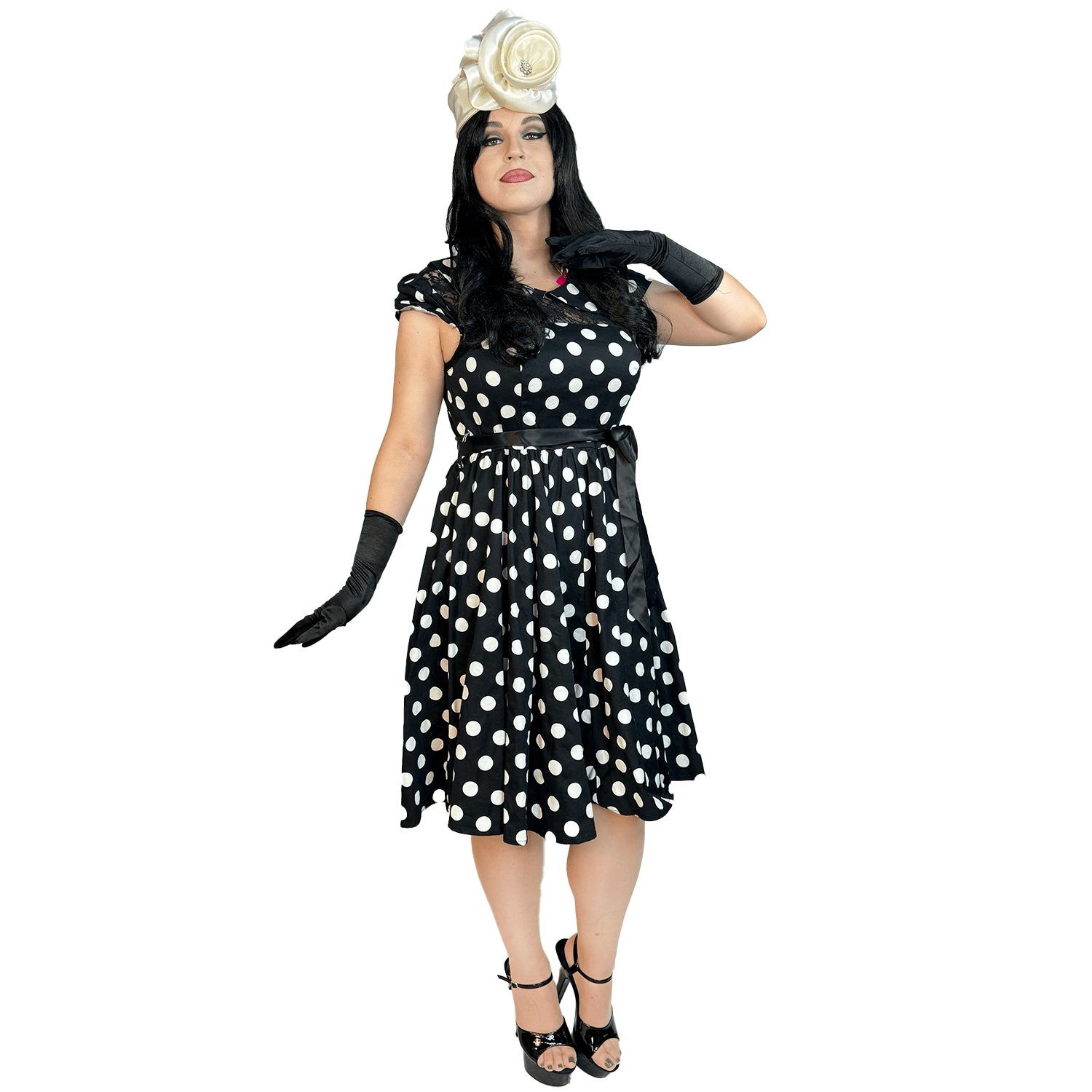 1950s Doll Polka Dot Lace Dress Women's Costume Rent / X-Large 1950s Doll Polka Dot Lace Dress Women's Costume Rent / X-Large