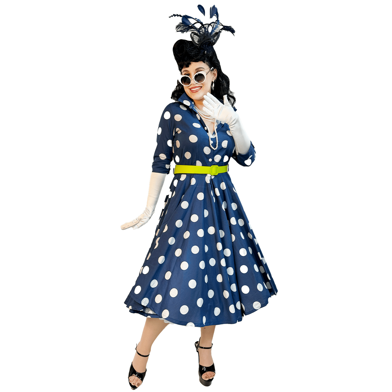 1950s Fancy Nancy Polka Dot Swing Dress Adult Costume AbracadabraNYC 1950s Fancy Nancy Polka Dot Swing Dress Adult Costume AbracadabraNYC
