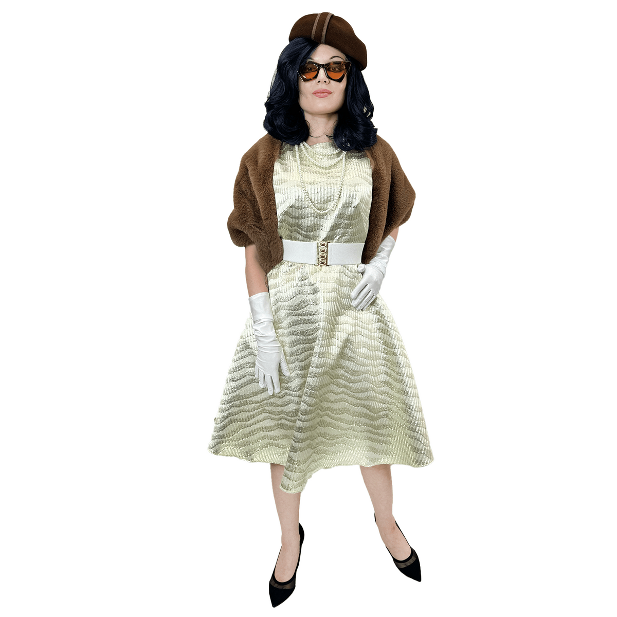 1950s High Class White Gold Housewife Adult Costume