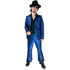 1970s Disco Fever Metallic Blue Men's Costume