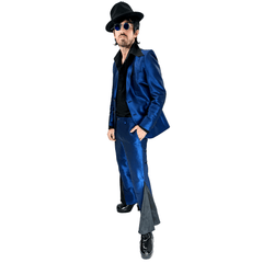 1970s Disco Fever Metallic Blue Men's Costume