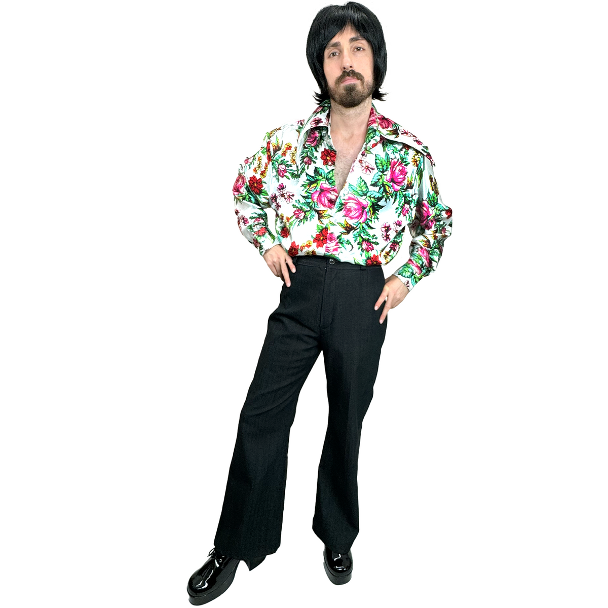 1970s Floral Men's Disco Shirt