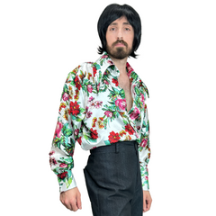 1970s Floral Men's Disco Shirt