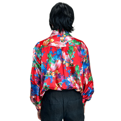 1970s Red Floral Men's Disco Shirt