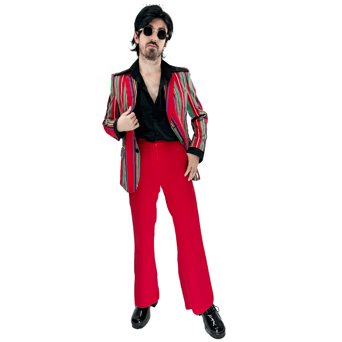 1970s Ultra Hip Multicolor Striped Men's Costume