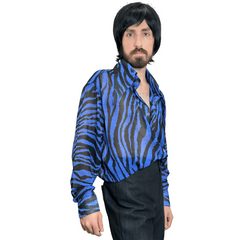 1970s Zebra Party Button Up Disco Shirt