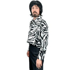 1970s Zebra Party Button Up Disco Shirt