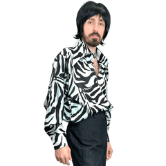 1970s Zebra Party Button Up Disco Shirt