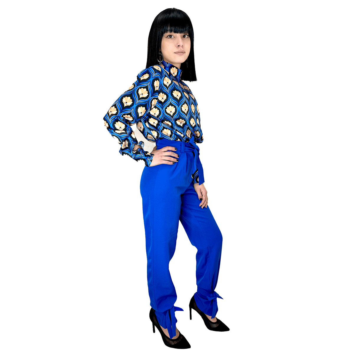 1980s Bright Blue Women's Office Outfit