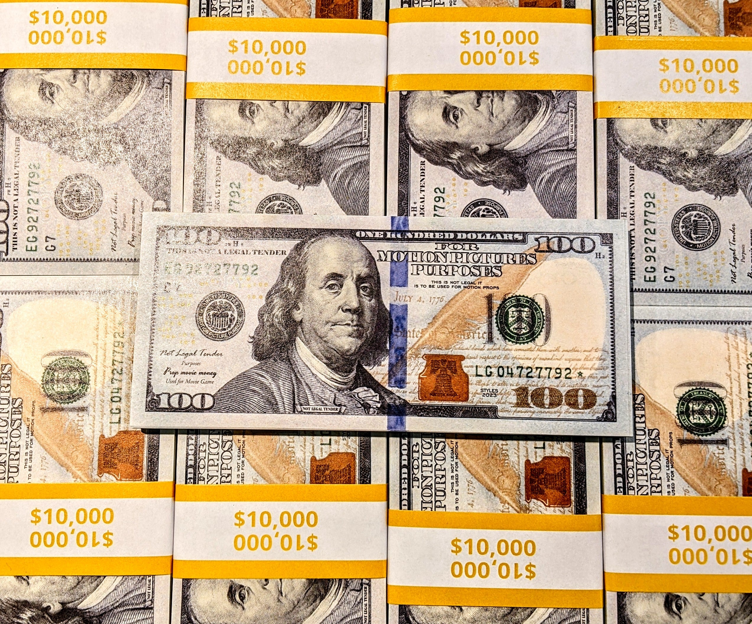 Realistic $100 Prop Money Stack - 100 Bills Per Stack
