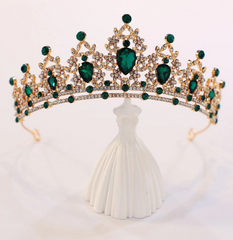 Rhinestone Green and Gold Crown