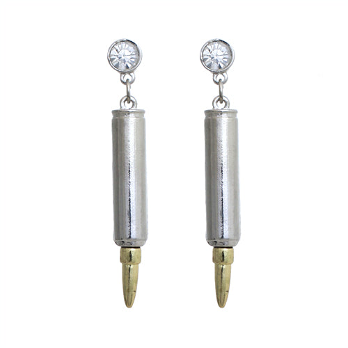 Gunslinger Rhinestone Bullet Earrings