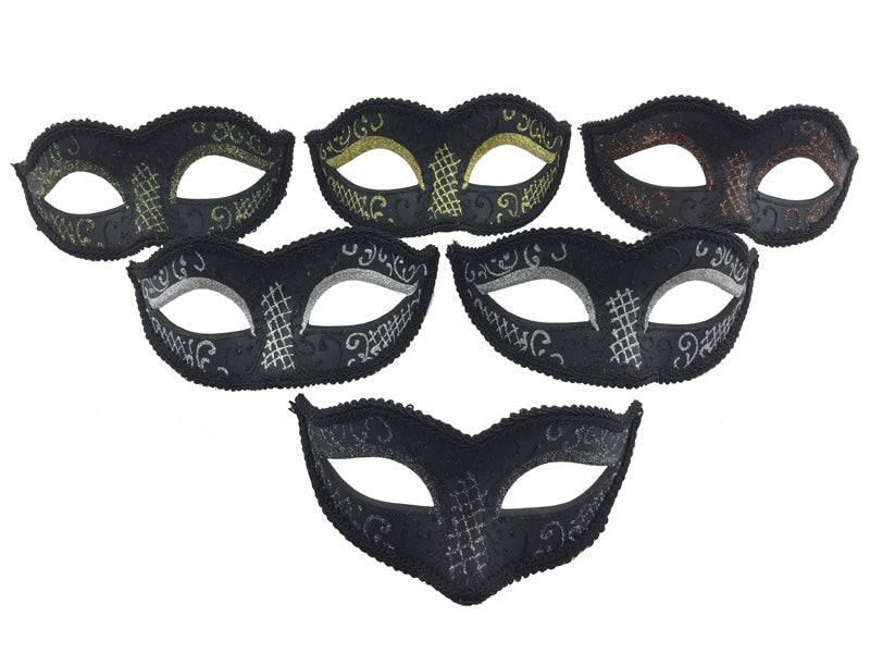 Venetian Style Black Glitter Mask