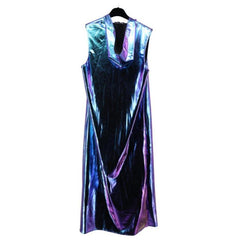 Blue Multi Foil Hooded Duster