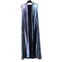 Blue Swirl Foil Hooded Duster