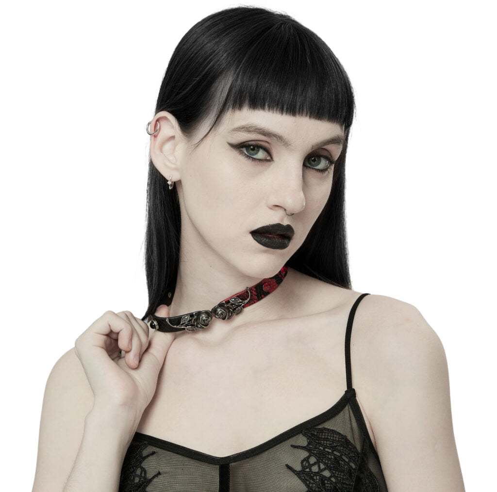 Gothic Aloof Rose Choker