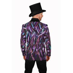 Geometric Pattern Multicolored Sequin Men's Blazer
