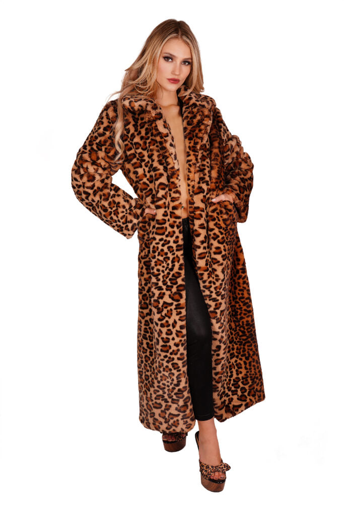 Wildest Dreams Leopard Print Faux Fur Long Coat