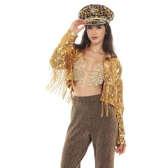 Crop Sequin Fringe Jacket