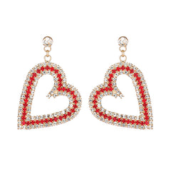 Rhinestone Heart Dangle Earrings