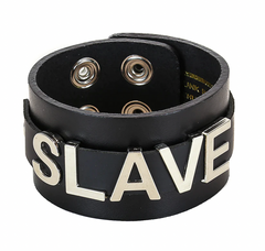 2" Wide Leather Snap Bracelet with Stainless Steel Name