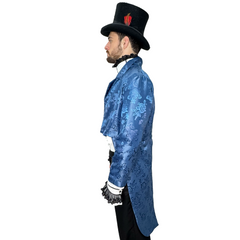 Victorian Men's Blue Floral Print Tailcoat Jacket