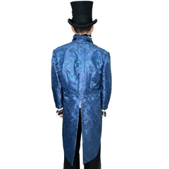 Victorian Men's Blue Floral Print Tailcoat Jacket