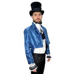 Victorian Men's Blue Floral Print Tailcoat Jacket