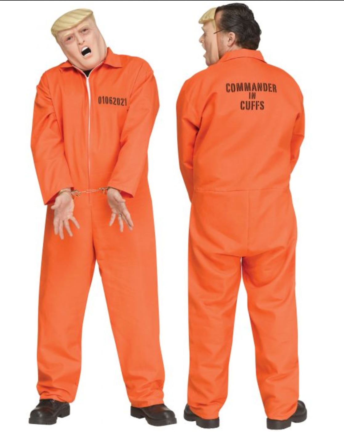 Commander in Cuffs Orange Prison Suit Adult Costume & Mask