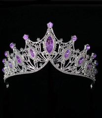 Silver Purple Crown Set