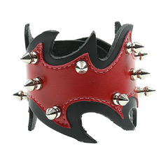 Flame Shaped Leather Bracelet with Spikes