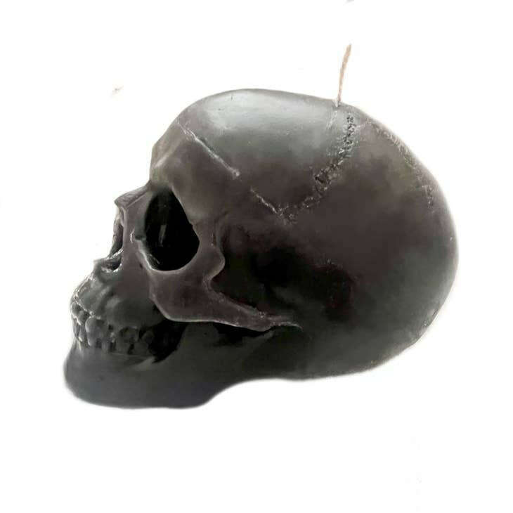 3" Unscented Gothic Black Skull Candle