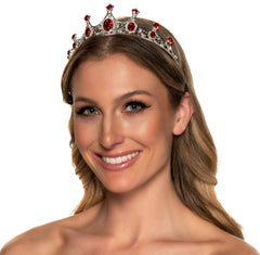 Red Bejeweled Silver Tiara