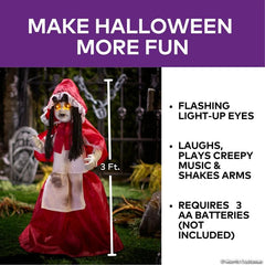 3ft Child with Glowing Eyes - Horror Light-Up Decoration