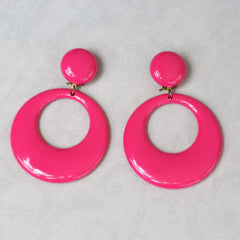 Large Circular 60's Clip On Earrings