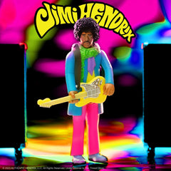 3.75" Jimi Hendrix Blacklight Reactive ReAction Collectible Action Figure & Guitar